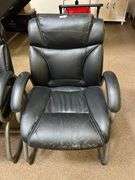 BLACK LEATHER LIKE OFFICE CHAIR WITH GREY METAL LEGS MODEL 5016S ITEM 631242059