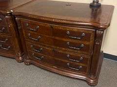 SOLID CHERRY WOOD EXECUTIVE WIDE FILING CABINETS WITH BEAUTIFUL CARVED DESIGNS, 2-DRAWERS APROX 38"x2'x32" MATCHES LOT 29, 34 & 35