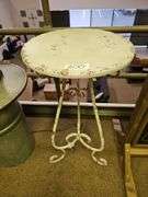METAL ACCENT TABLE IN RUSTIC WHITE COLOR APROX 16"DIA. x 32"H