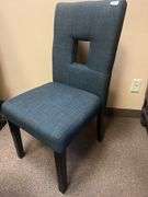 WOODEN UPHOLSTERED LOUNGE CHAIR APROX 3'H