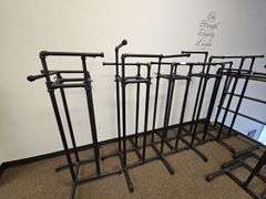 CUSTOM FABRICATED METAL PIPING CLOTHING RACK APROX 22"x22"x54"