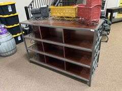 BEAUTIFUL SOLID WOOD AND METAL DISPLAY CABINET ORIGINALLY USED IN "CHARMING CHARLIES" APROX 56"x2'x3.5'