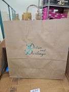 ULINE 18"x7"x18" KRAFT PAPER BAGS WITH BLUE TISSUE PAPER INCLD. APROX 200+ IN CASE