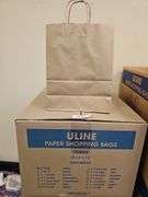 ULINE PAPER SHOPPING BAGS DEBBIE 10"x5"x13" WITH 250 PER CARTON S-7260 KRAFT