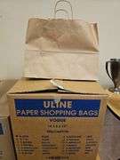 ULINE PAPER SHOPPING BAGS VOGUE 16"x6"x12" WITH 250 PER CARTON S-7099 KRAFT