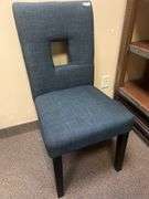 WOODEN UPHOLSTERED LOUNGE CHAIR APROX 3'H