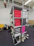 MODULAR METAL WAREHOUSE SHELVING SYSTEM WITH 2pcs 86"H TOTAL TEARDROP UPRIGHTS, 18"x4' PRESSED WOOD SHELVES **Located upstairs, only hammer needed for disassembly, sold per unit