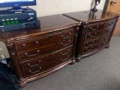 SOLID CHERRY WOOD EXECUTIVE WIDE FILING CABINETS WITH BEAUTIFUL CARVED DESIGNS, 2-DRAWERS APROX 38"x2'x32" MATCHES LOT 29, 34 & 35