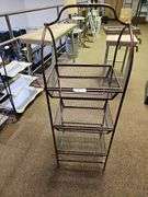 COPPER COLORED 3-TIER DECORATIVE SHELF WITH REMOVABLE BASKETS APROX 17"x14"x4'