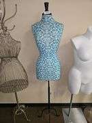 FABRIC FEMALE 30" MANNEQUIN WITH BLACK 35" WOOD AND METAL STAND