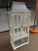 A&B HOME BORGHESE CANDLE LANTERN CABINET WITH 2-FRONT DOORS AND 2-BOTTOM DRAWERS APROX 14"x9"x28"