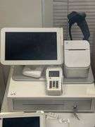 CLOVER STATION 1.0 C100 COMPLETE POS SYSTEM WITH PRINTER, XAC PINPAD 8006, CASH DRAWER AND SYMBOL BARCODE SCANNER, APPEARS TO BE COMPLETE WITH MOST NEEDED CABLES  PULLED FROM WORKING ENVIRONMENT