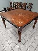 SOLID WOOD DINING TABLE APROX 54"SQ x 3'H *Would be great for restoration project