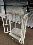 A&B HOME BORGHESE CANDLE LANTERN CABINET WITH 2-FRONT DOORS AND 2-BOTTOM DRAWERS APROX 14"x9"x28"