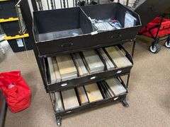 RUSTIC METAL ROLLING ORGANIZER APROX 2.5'x15"x38"
