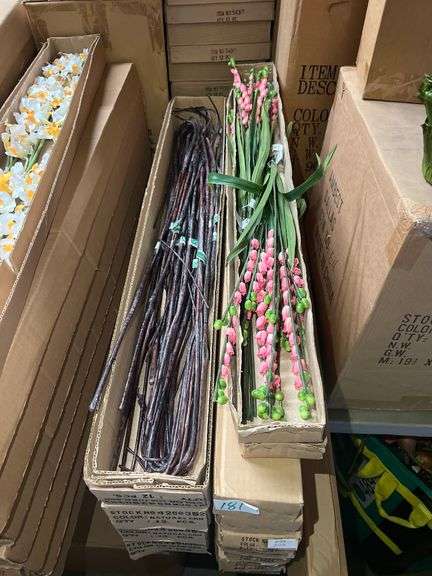 AMERICAN BEST ARTIFICIAL SILK PINK BELL FLOWER 32" 45697 & 32" NATURAL BROWN STICK 4250352 ALL NEW IN CASE.. SOLD PER DOZEN