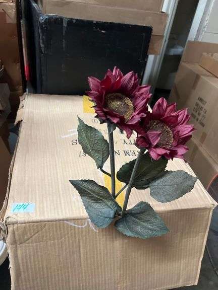 AMERICAN BEST ARTIFICIAL SILK RED SUNFLOWER WITH GLITTER 3' 54281 ALL NEW IN CASE.. SOLD PER DOZEN