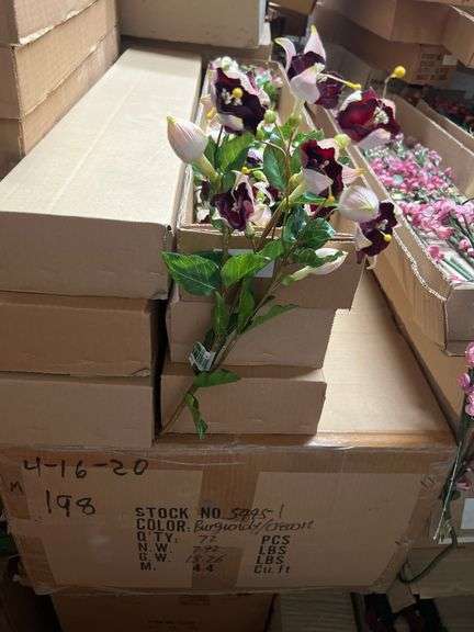 AMERICAN BEST ARTIFICIAL SILK BURGANDY/CREAM FLOWERS 26" 54451 ALL NEW IN CASE.. SOLD PER DOZEN