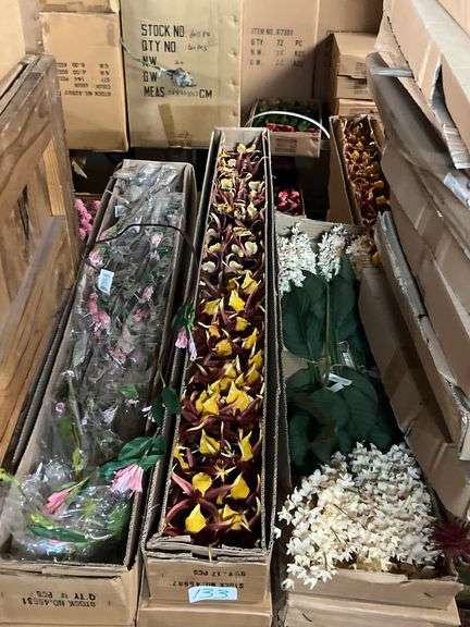 AMERICAN BEST ARTIFICIAL SILK FLOWERS INCLUDING 44" 45531 ROSE BUD VINE ; 45687 YELLOW FLOWER & 26" WHITE FLOWER ALL NEW IN CASE.. SOLD PER DOZEN