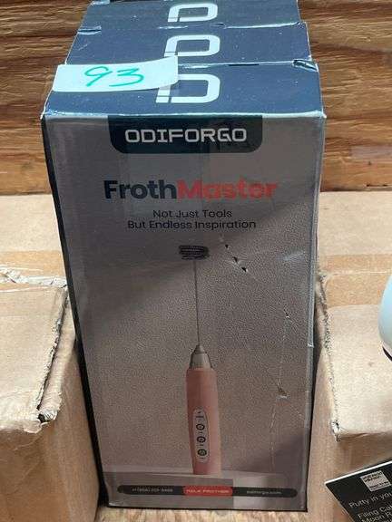 ODIFORGO FROTH MASTER RECHARGEABLE MILK FROTHER WITH STAND & ATTACHMENTS, IN VARIOUS COLORS INCLUDING GRANITE GREEN, WHITE & SILVER