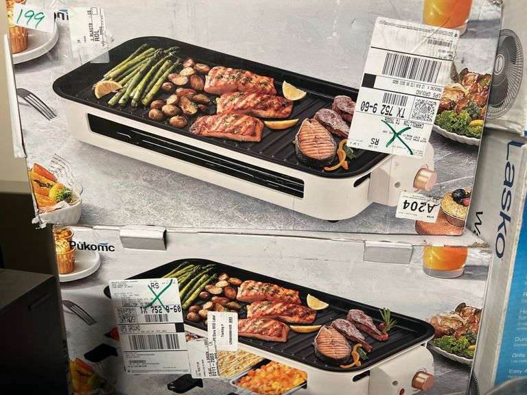 PUKOMC WHITE ELECTRIC GRIDDLE WITH BOTTOM WARMING TRAYS