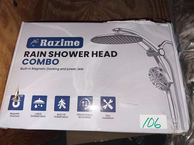 RAZIME RAIN SHOWER COMBO HEAD WITH BUILT-IN MAGNETIC DOCKING & POWER JETS SILVER / CHROME COLOR