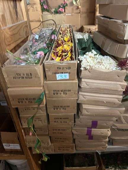 AMERICAN BEST ARTIFICIAL SILK FLOWERS INCLUDING 44" 45531 ROSE BUD VINE ; 45687 YELLOW FLOWER & 26" WHITE FLOWER ALL NEW IN CASE.. SOLD PER DOZEN