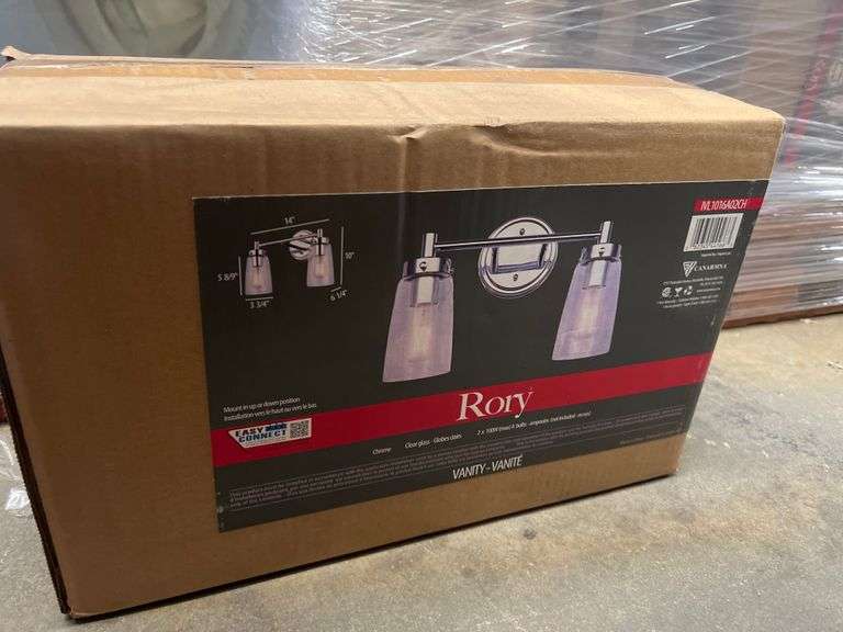 CANARMNA RORY CHROME 2-LIGHT VANITY IVL1016A02CH  MOUNT UP OR DOWN POSITION, CLEAR GLASS 100W MAX BRAND NEW IN BOX SOLD PER BOX