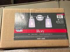 CANARMNA RORY CHROME 2-LIGHT VANITY IVL1016A02CH  MOUNT UP OR DOWN POSITION, CLEAR GLASS 100W MAX BRAND NEW IN BOX SOLD PER BOX