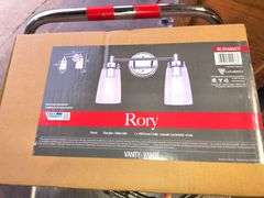 CANARMNA RORY CHROME 2-LIGHT VANITY IVL1016A02CH  MOUNT UP OR DOWN POSITION, CLEAR GLASS 100W MAX BRAND NEW IN BOX SOLD PER BOX