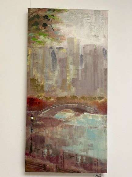 "City View" canvas painting approx. 24" x 48"
