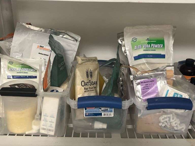 Skincare incld. MYOC cosmetic grade aloe vera powder, Bare Boutique OatSoak oatmeal bath, and  99% Allantoin Powder