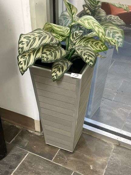 Tall planter w/ fake plant
