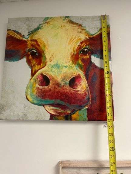Hereford cow canvas painting approx. 20" x 20"