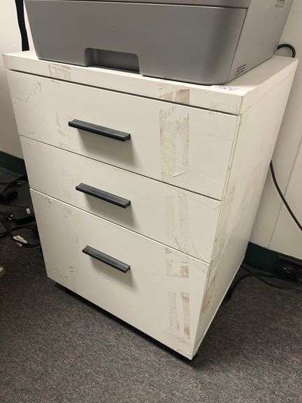 Three-drawer rolling file cabinet
