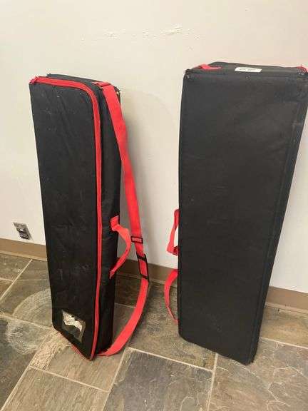 Guohui canopy tent carry bag features wheels for easy transport and a durable waterproof construction. The bag includes a practical handle and shoulder strap for multiple carrying options. It is sized at approximately 122cm X 25.4cm X 25.4cm deal for storing and protecting canopy tents