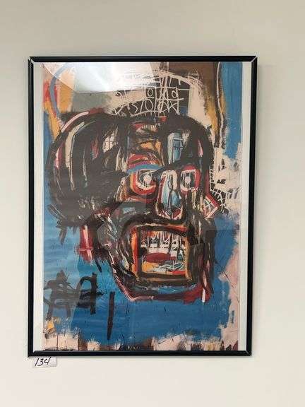 "Untitled (1982)" skull painting print 18" x 24". Original worth $110 million