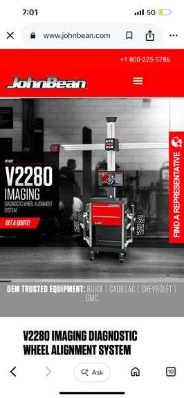 JOHNBEAM V2280 IMAGING DIAGNOSTIC WHEEL ALIGNMENT SYSTEM The V2280 Imaging Diagnostic Wheel Alignment System starts at $30,586