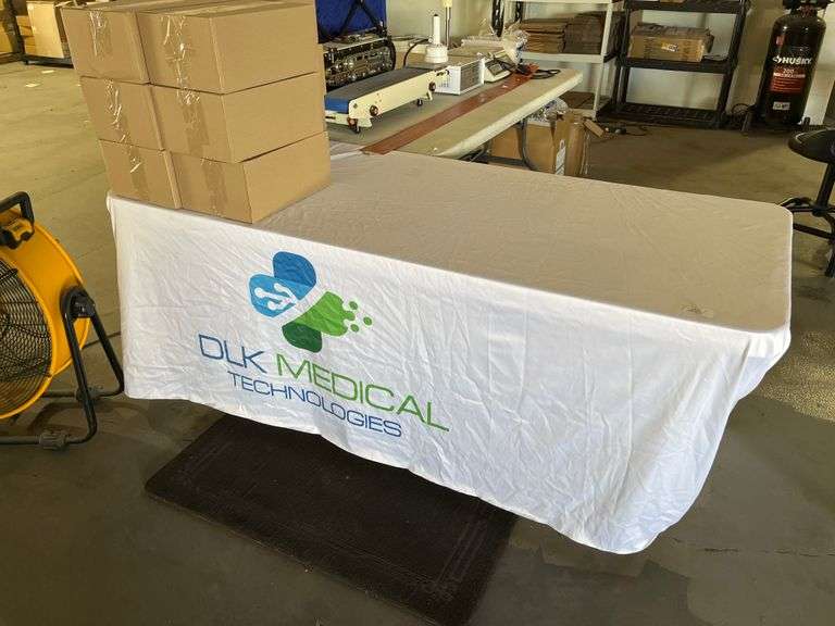 Lifetime commercial-grade folding utility table w/ DLK medical technologies table cloth