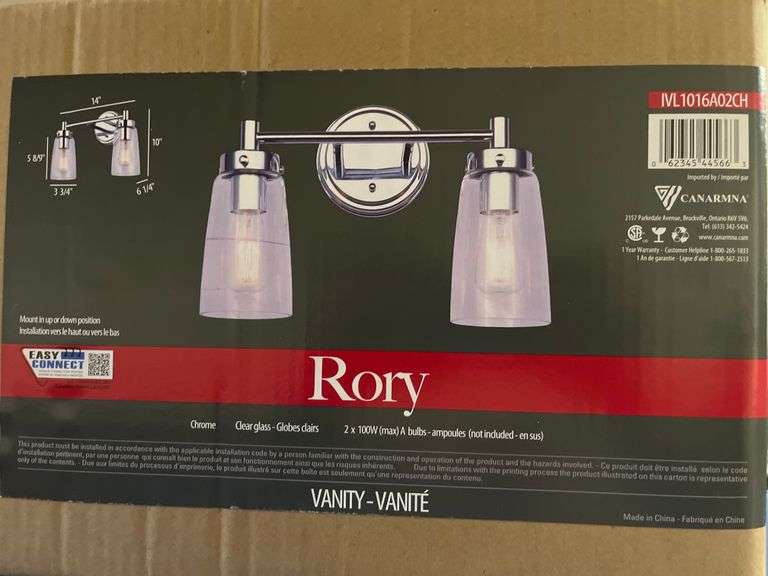 Canarm Rory 2-Light Bathroom Vanity Fixture (Model: IVL1016A02CH)