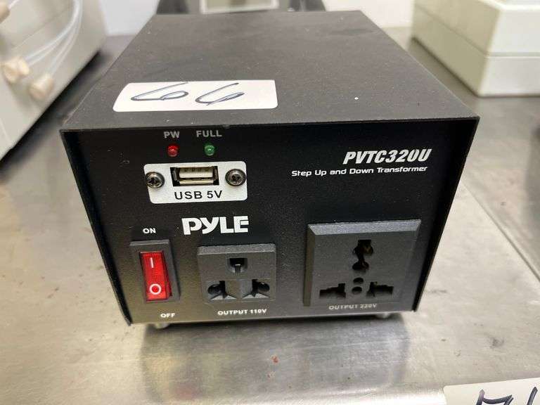 Pyle PVTC320U voltage transformer 110V/120V and 220V/240V, maximum capacity of 500 watts. includes a 5V USB charging port, ft both a standard US 3-prong outlet and a universal 220V