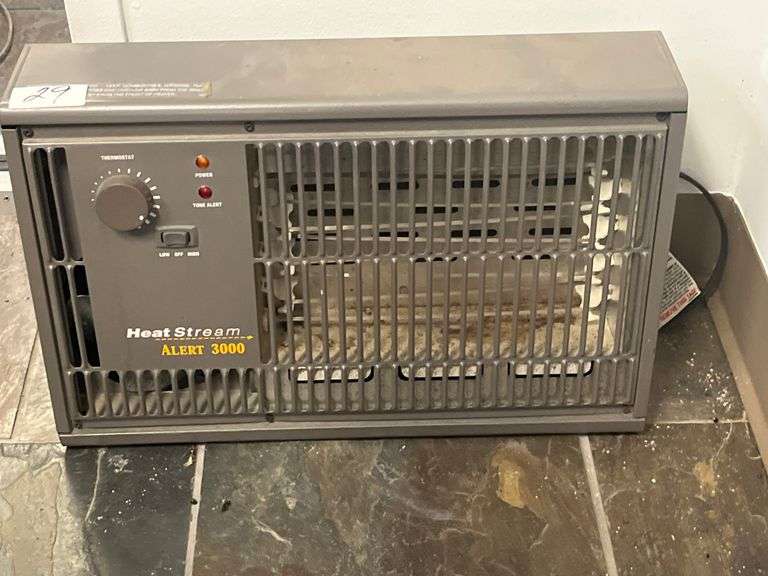 1996 Heat Stream Alert 3000 heater, model 30H50. It operates at 1500 Watts and 12.5 Amps. Ft. a "Tone Alert" safety feature that buzzes when the heater is tilted