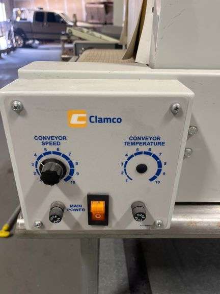 Clamco Model 820 tabletop heat shrink tunnel w/ 16-inch wide by 8-inch high tunnel opening