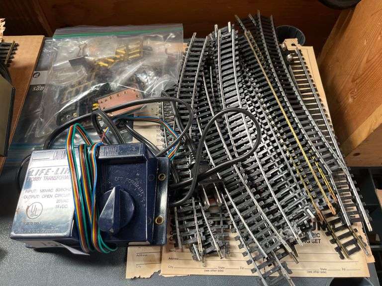 Vintage Life-Like HO scale model train set featuring nickel-silver track and a hobby transformer.