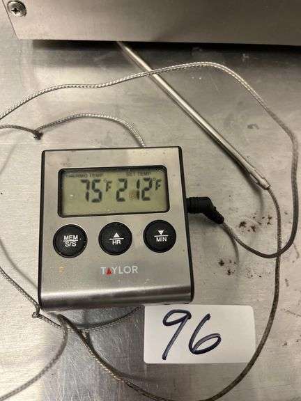 Taylor programmable digital thermometer incld.  built-in timer and an alarm function to alert you when food reaches your desired set temperature.