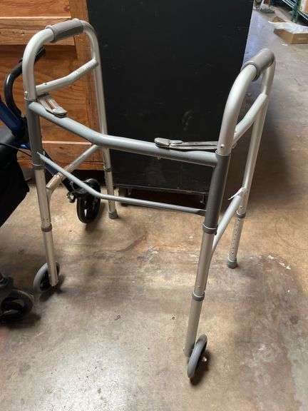 aluminum two-button folding walker