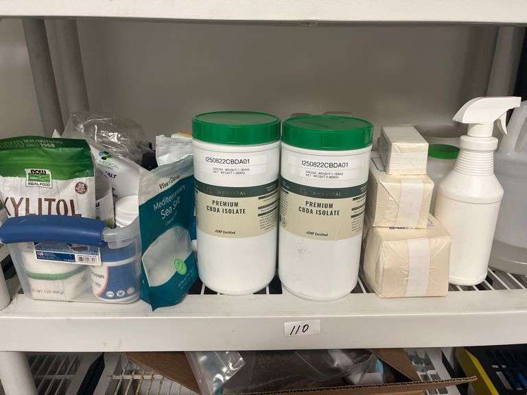 Assorted lot incld. Cannvital Premium CBDA Isolate, Now real food XYLITOL 1lb, Viva Doria, and Mediterranean Sea Salt Count 13