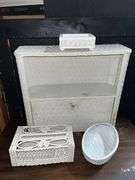 Vintage style Wicker furniture incld. End table, stool, and more