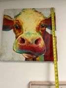 Hereford cow canvas painting approx. 20" x 20"