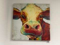 Hereford cow canvas painting approx. 20" x 20"